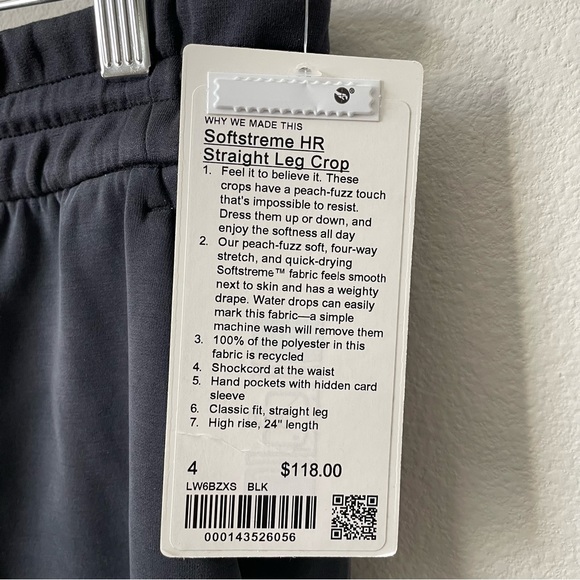 Lululemon Softstreme High-Rise Straight Leg Crop Black 24” Size 4 New With Tag - Picture 4 of 12